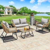 YITAHOME 4-Piece Patio Furniture Set, Wicker Outdoor Bistro Set - Photo 3