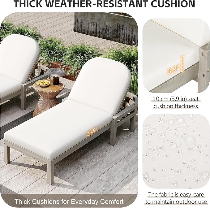 LUMISOL Acacia Wood Outdoor Chaise Lounge - Photo 3