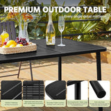 Yaheetech Outdoor Dining Table for 6 Person, Rectangular Slatted Metal Patio Table for Deck Garden Lawn Backyard Use - Photo 5