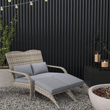 Outsunny Wicker Adirondack Chair for 2 with Cushions & Footrests, PE Rattan Double Chaise Lounge Chair - Photo 2