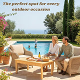 44 Inch Outdoor Cedar Coffee Table, Solid Cedar Wood Farmhouse Side Table with Slatted Top, Patio, Garden, Deck - Photo 2