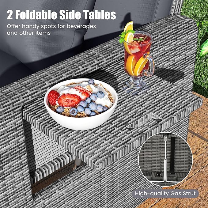 Tangkula Patio Rattan Daybed with 4-Level Adjustable Backrest - Photo 8