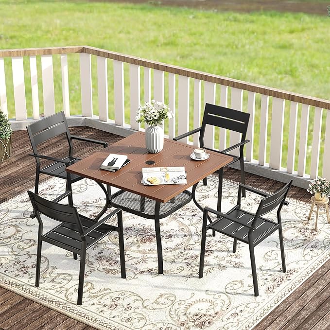 VICLLAX 37.8" Square Outdoor Patio Table, All Weather Metal Outdoor Dining Table for Lawn Garden - Photo 2