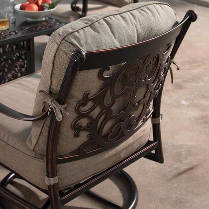Oakland Living Aluminum Outdoor Swivel Club Finish with Thick Tan Polyester Cushions (Set of 2) Deep Seating Rocking Chairs, Antique Copper (AZCANYON-2CHAIR-AC)