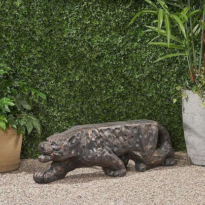Leopard Concrete Bench: Natural Style Magnesium Oxide Outdoor Seating - Weather Resistant Patio Furniture for Backyard & Garden Decor