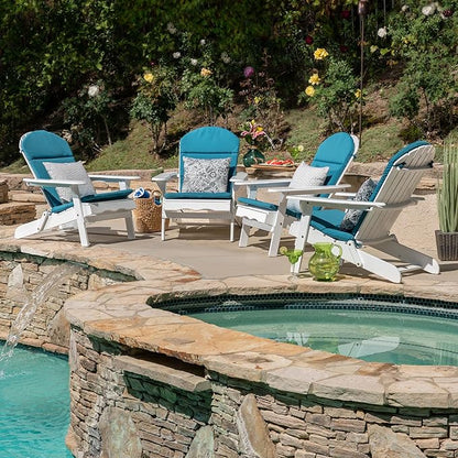 Christopher Knight Home 304702 Adirondack Chairs, Set of 4, White + Dark Teal