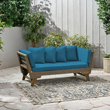 Christopher Knight Home Gary Patio Convertible Couch, Wooden Outdoor Daybed - Photo 8
