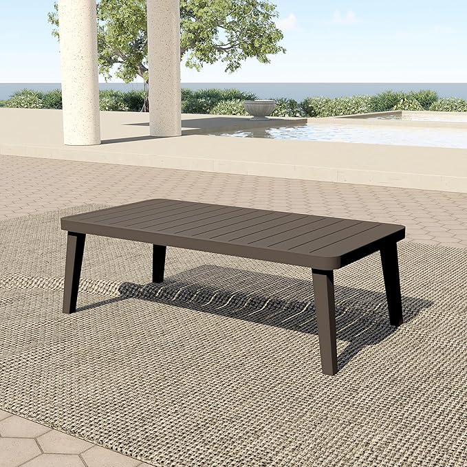 New Classic Furniture Genova Aluminum Patio Coffee Table, Brown - Photo 2