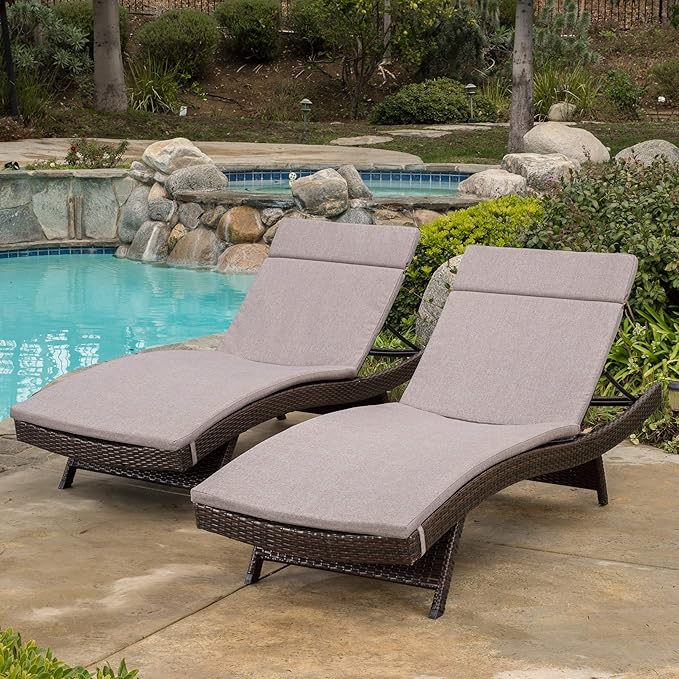 Christopher Knight Home Salem Outdoor Wicker Adjustable Chaise Lounges with Cushions, 2-Pcs Set, Multibrown And Charcoal - Photo 3