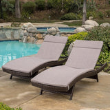 Christopher Knight Home Salem Outdoor Wicker Adjustable Chaise Lounges with Cushions, 2-Pcs Set, Multibrown And Charcoal - Photo 3