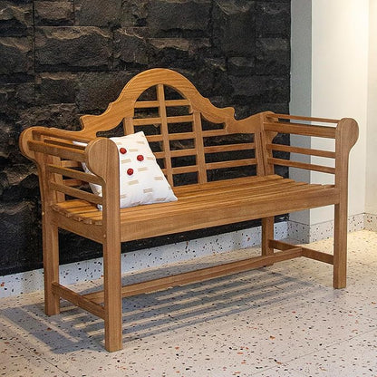 Cambridge Casual Lutyens 4-Foot Teak Wood Outdoor Garden Bench for Patio Furniture, Weather-Resistant, Elegant Seating for Porch, Deck, Lawn, Backyard, and Outdoor Spaces