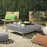 SAFAVIEH Outdoor Collection Eartha Modern Dark Grey Concrete Coffee Table (Fully Assembled) - Photo 2