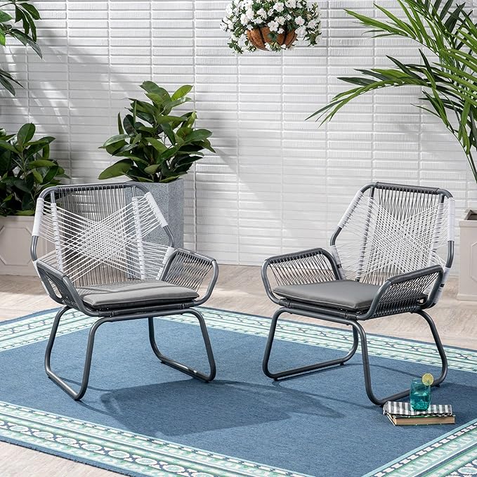 Christopher Knight Home Lydia Outdoor Wicker Club Chair (Set of 2), Gray/White/Gray - Photo 2