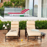 LOKATSE Home 2 Pieces Outdoor Patio Chaise Lounge Chair Blue Removable Cushions and Pillows with Adjustable Backrest - Photo 3