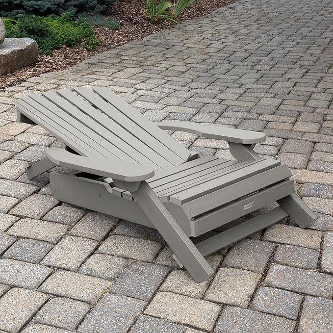 Highwood Hamilton Folding and Reclining King Size Adirondack Chair, Harbor Gray