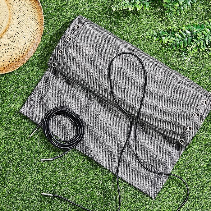 Queekay Chair Replacement Fabric with 4 Bungee Cord Lounge Chair Cloth Mesh Repair Kit for Patio Recliner Outdoor Lawn Pool(63 x 17 Inch,Black Grey)