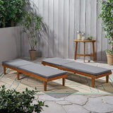 Christopher Knight Home Madge Oudoor Chaise Lounge with Cushion (Set of 2), Teak Finish, Dark Gray - Photo 5
