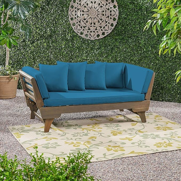 Christopher Knight Home Gary Patio Convertible Couch, Wooden Outdoor Daybed - Photo 1