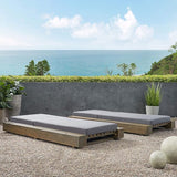 GDFStudio Outdoor Acacia Wood Chaise Lounge and Cushion Sets (Set of 2), Gray and Dark Gray - Photo 5