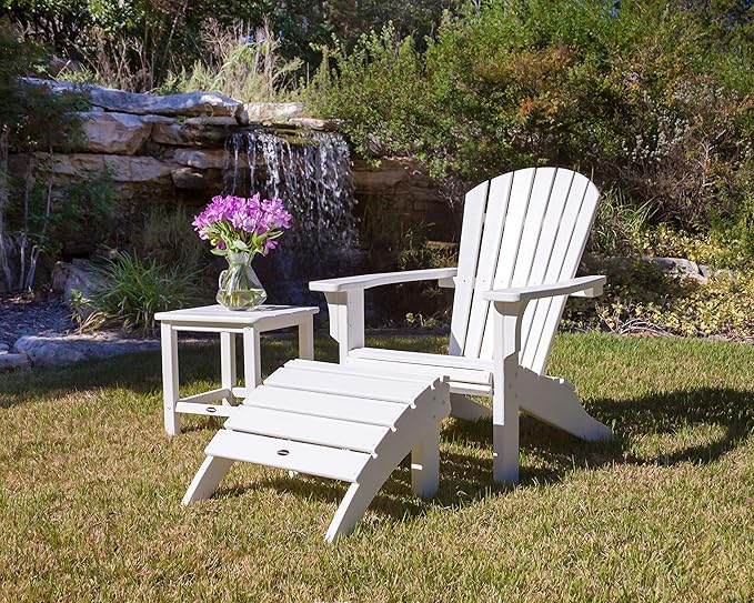 POLYWOOD SHO22BL Seashell Adirondack Chair Ottoman, Black