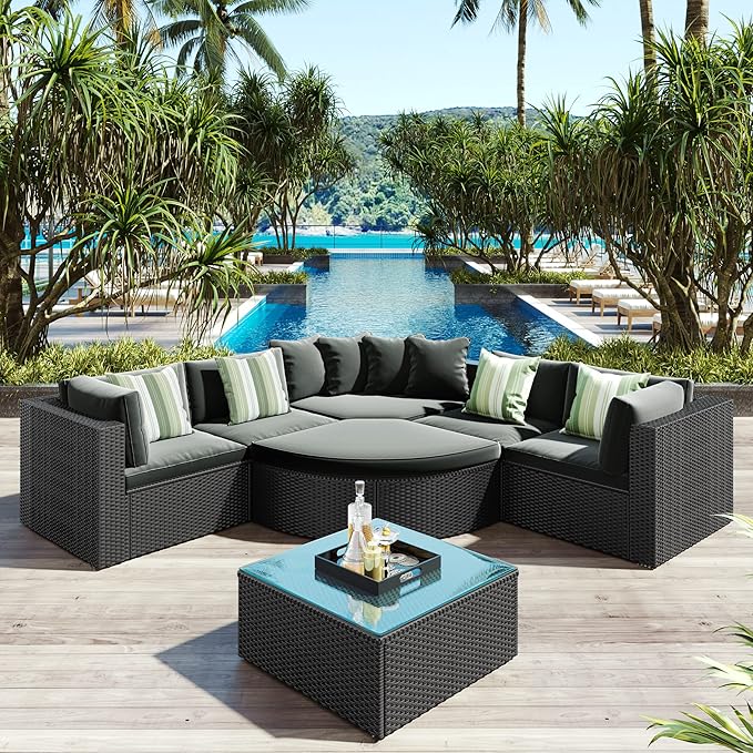 Quarte 7 Piece Outdoor Patio Furniture Sofa Sets - Photo 2