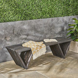 Christopher Knight Home Esme Outdoor Acacia Wood Bench, Dark Gray Finish - Photo 2