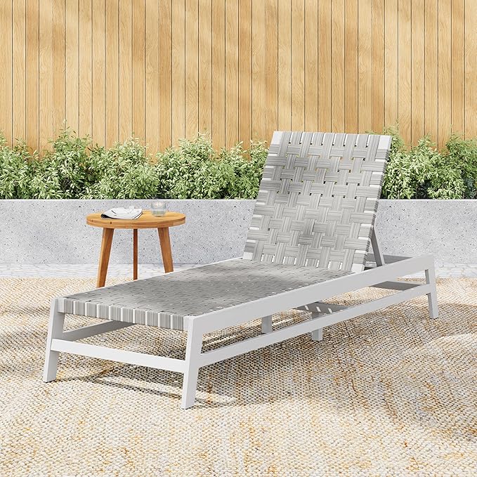 Christopher Knight Home Susua Rope Chaise Lounge with Acacia Wood Frame, Adjustable Backrest Single Lounge Sofa - Photo 1