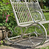 Zaer Ltd. Outdoor Metal Rocking Arm Chair/Bench (Bench, Antique White) - Photo 2