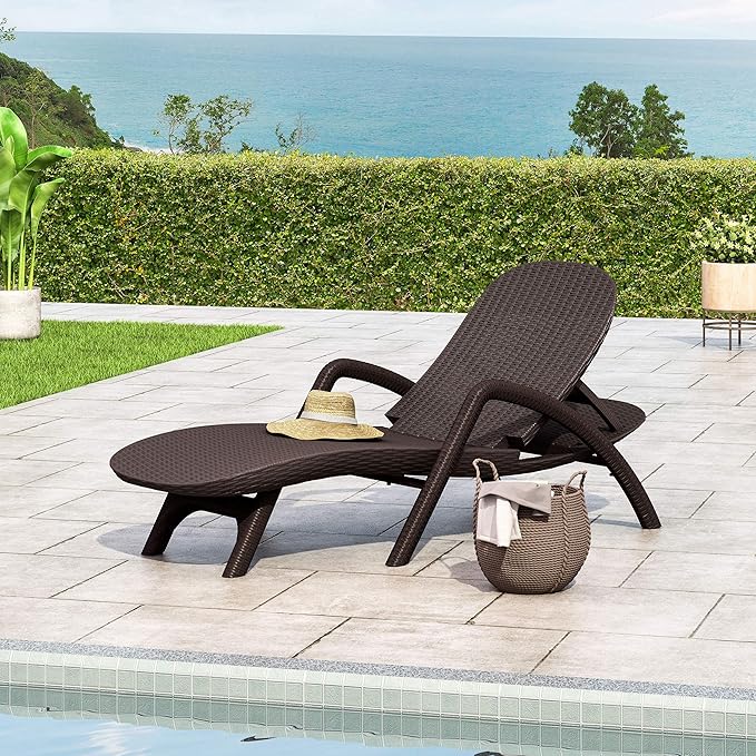 Christopher Knight Home Blanche Outdoor Faux Wicker Chaise Lounge, Dark Brown - Photo 2