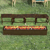 Outdoor Bench Patio Outdoor Garden Bench with Built-in Table, Wagon Wheel Arms - Photo 6
