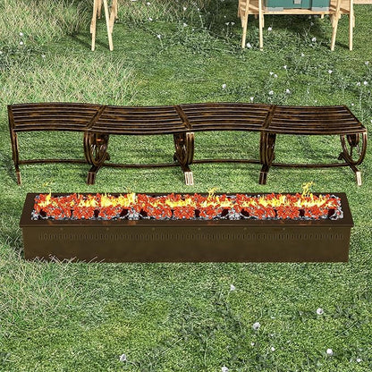 Outdoor Bench Patio Outdoor Garden Bench with Built-in Table, Wagon Wheel Arms, 3 People Outdoor Bench Garden Bench Front Porch Furniture (Bronze-22.83inch-2Pieces)