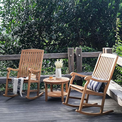 Cambridge Casual Marlow Teak Wooden Porch Rocking Chair – Durable Outdoor Rocker for Patio, Deck, and Porch – Stylish and Comfortable Wooden Rocking Chair for Relaxing in Outdoor Spaces