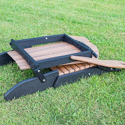 Furniture Barn USA Poly Folding Adirondack Chair with Smart Phone Holder, Walnut and Black