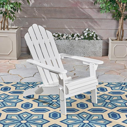Christopher Knight Home Cara Outdoor Foldable Acacia Wood Adirondack Chair, White Finish