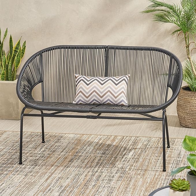 GDFStudio Patio Loveseat All-Weather Rattan 2 Seater Sofa Outdoor Patio Furniture Set for Balcony Poolside Backyard - Photo 1
