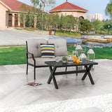 LOKATSE HOME Outdoor Loveseat and Coffee Table Metal Conversation Set Patio Furniture with Cushions for Poolside - Photo 1