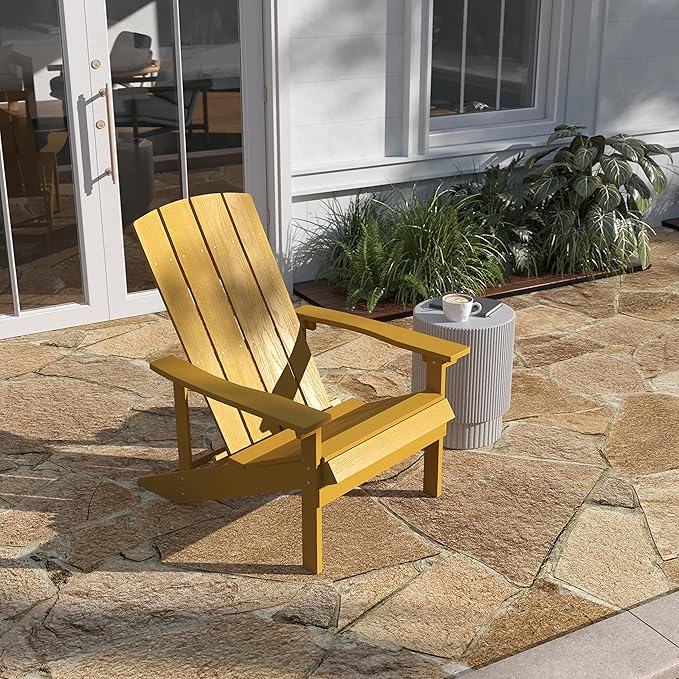 Taylor & Logan Charlestown All-Weather Poly Resin Wood Adirondack Chair in Yellow
