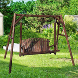 MUPATER Wooden Patio Porch Swing Glider Outdoor with A-Frame Stand - Photo 3