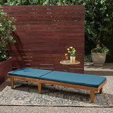 Great Deal Furniture Yvette Outdoor Acacia Wood Chaise Lounge and Cushion Set, Teak and Blue,309787 - Photo 5