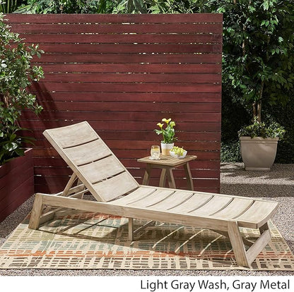 Great Deal Furniture GDFStudio Outdoor Acacia Wood Chaise 2 Piece Lounge