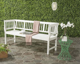 SAFAVIEH Outdoor Patio Furniture Collection – Brentwood Antique White Distressed Acacia Wood Bench with Silver Accents - Photo 2