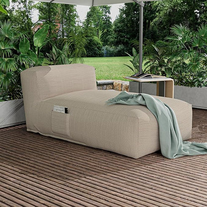 Dineli Chaise Lounge Chair Outdoor Bed Lounger Couch Sofa for Pool Comfy Patio Furniture Foam Filling Lazy Sofa for Outside, Water-Resistant Sunbed, Light Orange, 59'' Length