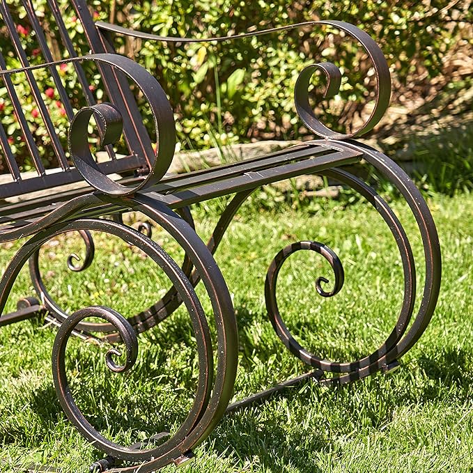Zaer Ltd. Outdoor Metal Rocking Arm Chair/Bench (Arm Chair, Bronze)