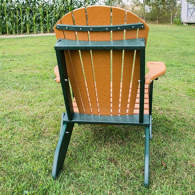 Furniture Barn USA Poly Folding Adirondack Chair, Cedar and Turf Green