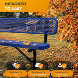 Heavy-Duty Outdoor Metal Bench, Thermoplastic-Coated, Inground, Weatherproof, Commercial-Grade for Parks, Gardens - Photo 5