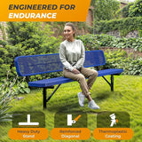 Heavy-Duty Outdoor Metal Bench, Thermoplastic-Coated, Inground, Weatherproof, Commercial-Grade for Parks, Gardens - Photo 5