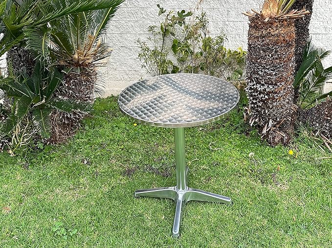 BTEXPERT Set of 2, Indoor Outdoor 23.75" Round Restaurant Table for Patio Stainless Steel Silver Aluminum Furniture - Photo 2