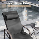 Kurapika Patio Chaise Lounge Set 3 Pieces Outdoor Lounge Chair, Rattan Reclining Chair Adjustable Backrest - Photo 5