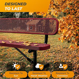 Heavy-Duty Outdoor Metal Bench, Thermoplastic-Coated, Inground, Weatherproof, Commercial-Grade for Parks, Gardens - Photo 6