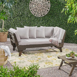 Christopher Knight Home Gary Patio Convertible Couch, Wooden Outdoor Daybed - Photo 4